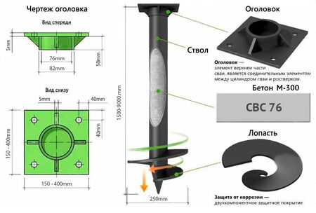 Винтовые сваи 76 мм в Ликино-Дулёво